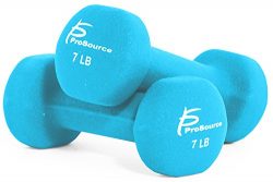 ProSource Set of Two Neoprene Dumbbells, Sky Blue, 7 pounds