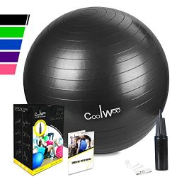 Exercise Ball, Yoga Ball (65cm Black), Anti Burst for Pilates, Balance, Fitness & Stability  ...