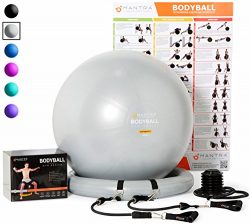 Exercise Ball Chair – 65cm & 75cm Yoga Fitness Pilates Ball & Stability Base for H ...