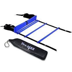 Yes4All Agility Ladder – Speed Agility Training Ladder with Carry Bag – 12 Rung (Blue)