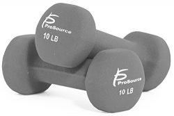 ProSource Set of Two Neoprene Dumbbells, Grey, 10 pounds