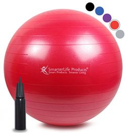 SmarterLife Exercise Ball for Yoga, Balance, Stability, Fitness, Pilates, Birthing, Therapy, Off ...