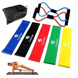 KNGUVTH Exercise Resistance Loop Bands, Set of 5 Natural Latex Exercise Bands Sport Physical Wor ...