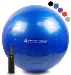 SmarterLife Exercise Ball for Yoga, Balance, Stability, Fitness, Pilates, Birthing, Therapy, Off ...