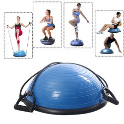 New Yoga Ball Balance Trainer Yoga Fitness Strength Exercise Workout w/Pump Blue