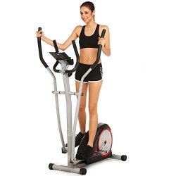 Elliptical Machine Trainer Magnetic Smooth Quiet Driven with LCD Monitor and Pulse Rate Grips (b ...