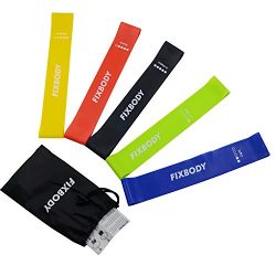 FIXBODY Exercise Loops Resistance Bands Set of 5 for Home Fitness, Stretching, Pilates, Yoga, Re ...