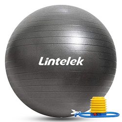 Lintelek Exercise Ball with Quick Foot Pump, Professional Grade Anti Burst Stability Ball for Yo ...