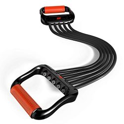 QFITNESS Adjustable Chest Expander,5 Ropes Resistance Exercise System Bands Strength Trainer for ...