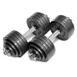 Omnie 105 LBS Adjustable Dumbbells with Gloss Finish and Secure Fit Collars for Crossfit WOD Wei ...