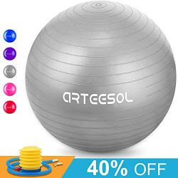 Arteesol Exercise Yoga Ball, Extra Thick Stability Ball Chair(45CM-77CM / 5 Colours), Profession ...