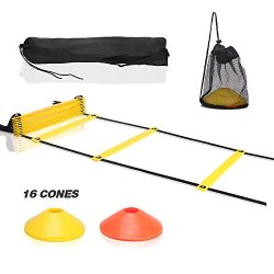 LeggBee Agility Ladder with Soccer Cones Training Set | 20Ft 12-Rung Speed Ladder | Soccer Train ...