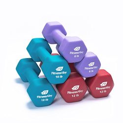 Fitness Alley Neoprene Dumbbells – Free Weights Hex Hand Weights – Dumbbell Pairs Co ...