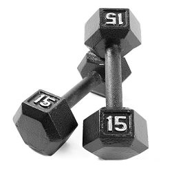CAP Barbell Cast Iron Hex Dumbbell Weights (Pair), Black, 15 lb