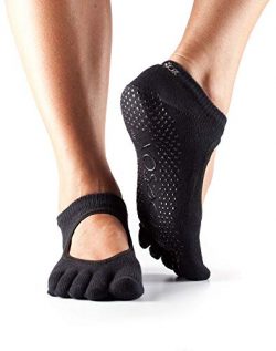 ToeSox Women’s Grip Full Toe Bella Socks, Small, U.S. Size Women: 6-8 Men:5-7 Black