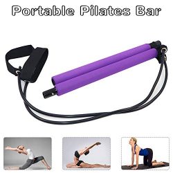 Yoruii Portable Pilates Bar Kit with Resistance Band,Yoga Exercise Pilates Bar with Foot Loop Yo ...