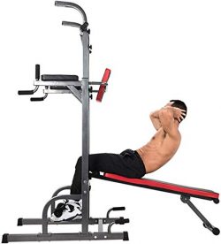 ZELUS Multifunctional Power Tower Workout Pull Up Dip Station Adjustable Height Pull Up Bar Stat ...