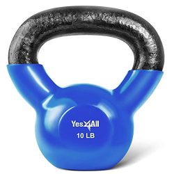 Yes4All Vinyl Coated Kettlebell Weights Set – Great for Full Body Workout and Strength Tra ...