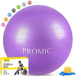PROMIC Exercise Ball (55 cm) with Foot Pump, Professional Grade Anti Burst & Slip Resistant  ...