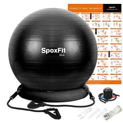 SpoxFit Exercise Ball Chair with Resistance Bands, Perfect for Office, Yoga, Balance, Fitness, S ...