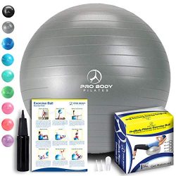 ProBody Pilates Exercise Ball – Professional Grade Anti-Burst Fitness, Balance Ball for Yo ...