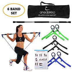 onedekko Portable Pilates Bar Gym Stick Yoga Exercise Bar Pilates Trainer Fitness Rod with Foot Loop