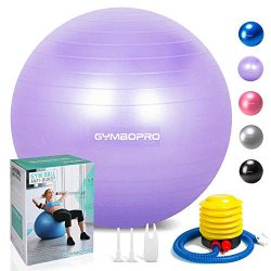 GYMBOPRO Exercise Ball (55-75cm) Heavy Duty Stability Ball Chair Anti Burst Birthing Ball with Q ...