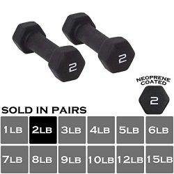 WF Athletic Supply Black Neoprene Dumbbell Set, Non-Slip, Hex Shape, Free Weights Set for Muscle ...