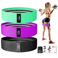 OMERIL Resistance Bands Set, 3 Packs Fabric Workout Bands with 3 Resistance Levels, Non-Slip Exe ...