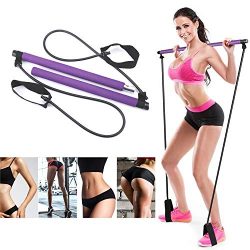 Artoflifer Exercise Resistance Band Yoga Pilates Bar Kit Portable Pilates Stick Muscle Toning Ba ...